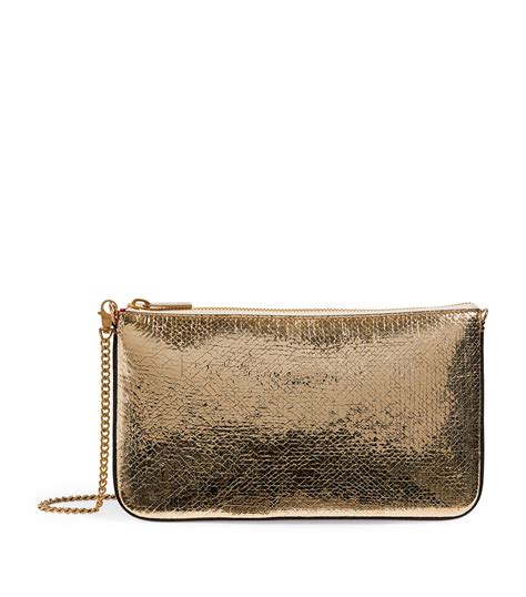 metallic leather clutch bag